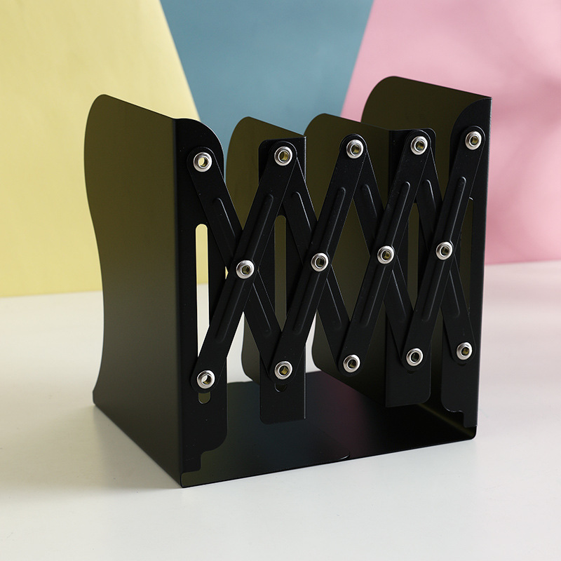 Telescopic minimalist student book stand with book clips, simple book back, iron desktop bookshelf, macaron colors