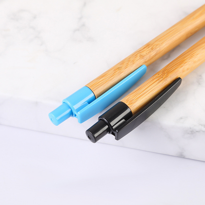 Bamboo and wood ballpoint pen with colored pen holder – an eco-friendly bamboo pen.