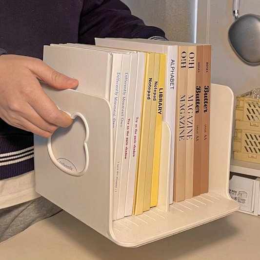 Creative desktop bookend tiered book shelf, office clutter folder organizer, student dormitory storage rack