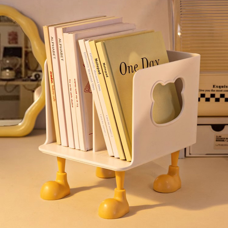 Creative desktop bookend tiered book shelf, office clutter folder organizer, student dormitory storage rack