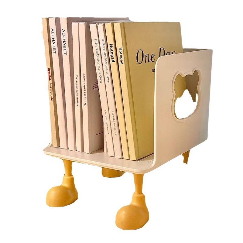 Creative desktop bookend tiered book shelf, office clutter folder organizer, student dormitory storage rack