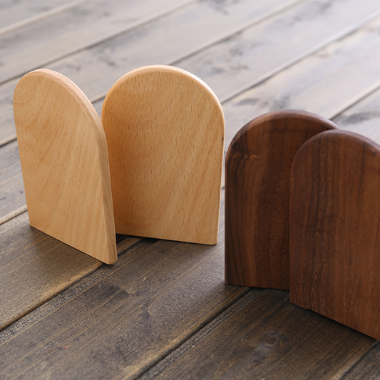 Japanese-style minimalist wooden bookend, creative black walnut wood thickened bookshelf bookend, solid wood book back for students.