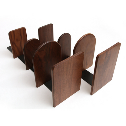 Japanese-style minimalist wooden bookend, creative black walnut wood thickened bookshelf bookend, solid wood book back for students.