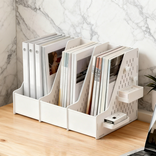 Large-capacity office organizer for books, documents, and files; desktop pegboard shelf; bookshelf.