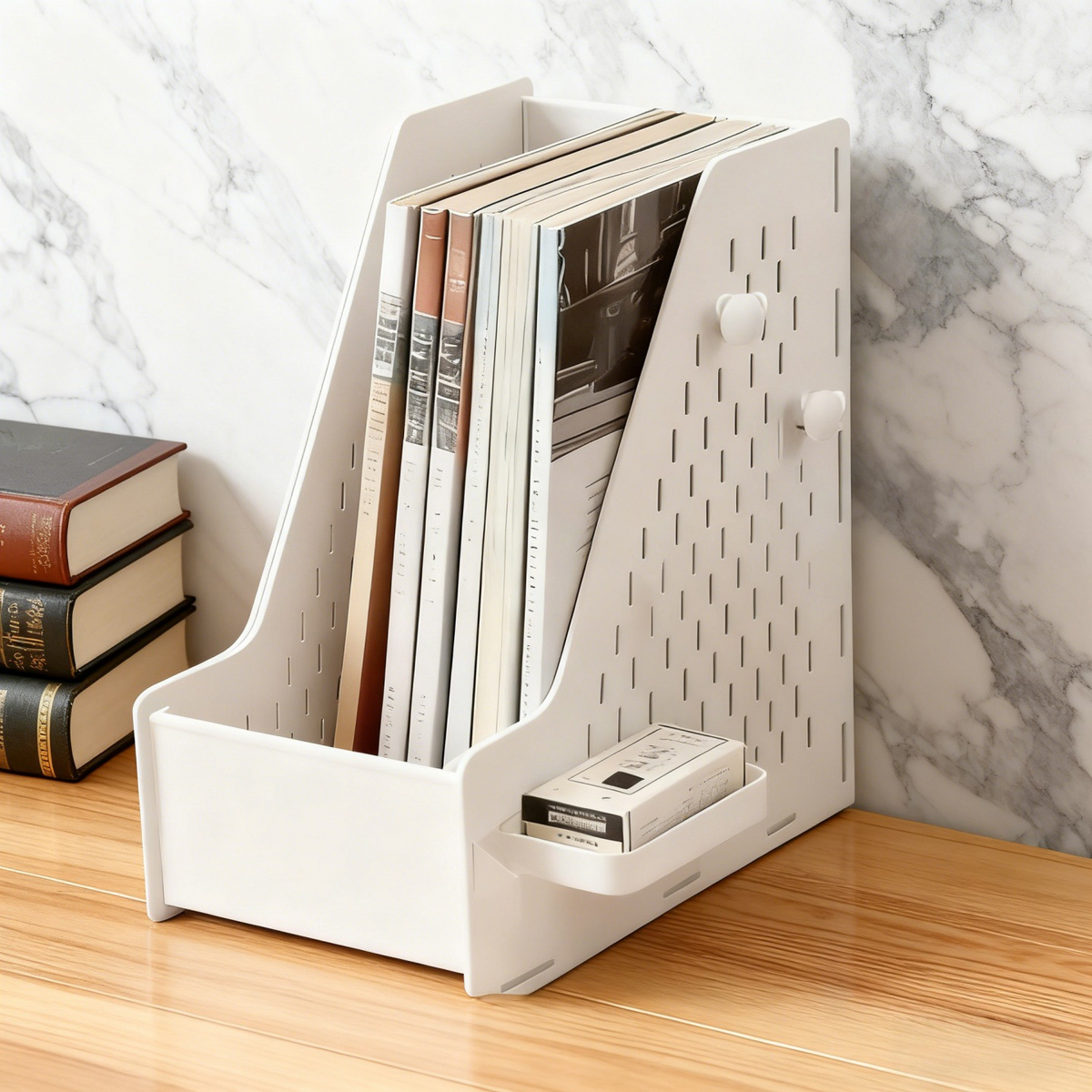 Large-capacity office organizer for books, documents, and files; desktop pegboard shelf; bookshelf.