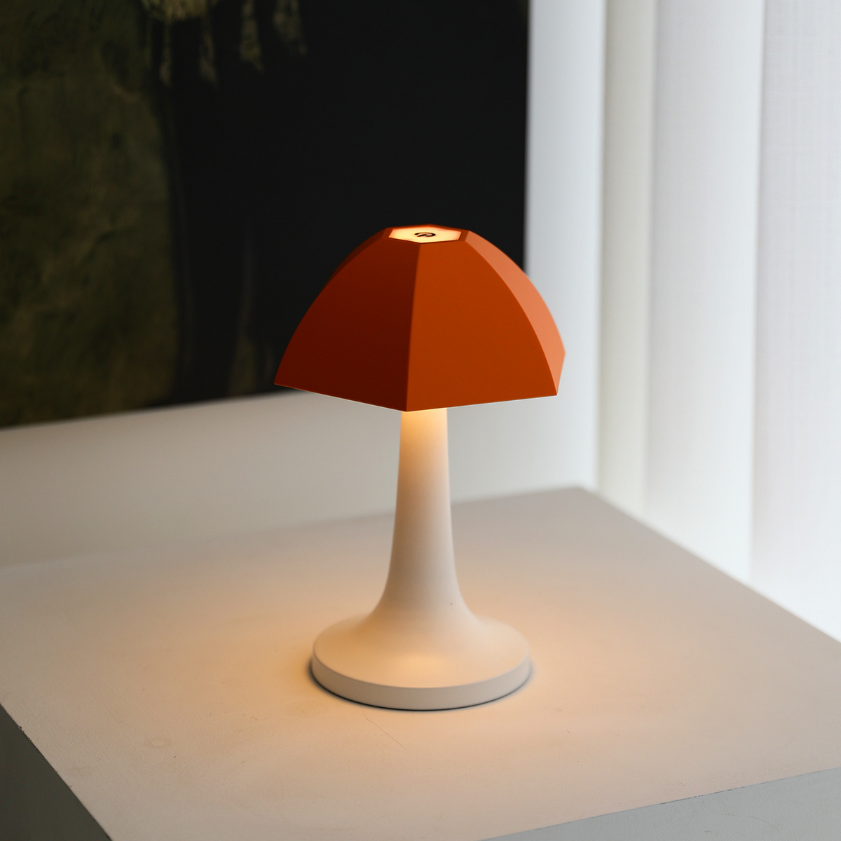 Mushroom-shaped decorative lamp, Nordic minimalist rechargeable table lamp, bedroom bedside lamp, LED small umbrella table lamp.