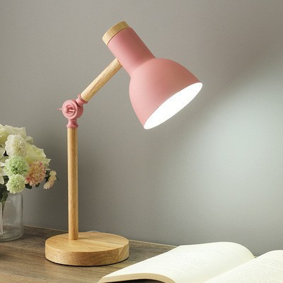 Eye-protecting desk lamp, dormitory desk lamp, college student dormitory, simple bedroom bedside lamp, macaron wood desk lamp