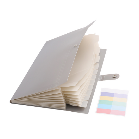 Macaron-colored accordion bag, solid color 12-compartment categorized folder for student exam paper storage and inserts.