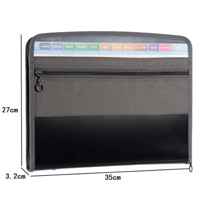 A4 double-layer zippered large-capacity accordion bag, multi-layer folder, office document bag, storage bag.