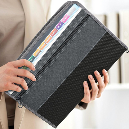 A4 double-layer zippered large-capacity accordion bag, multi-layer folder, office document bag, storage bag.