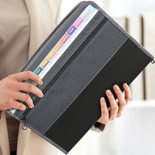A4 double-layer zippered large-capacity accordion bag, multi-layer folder, office document bag, storage bag.