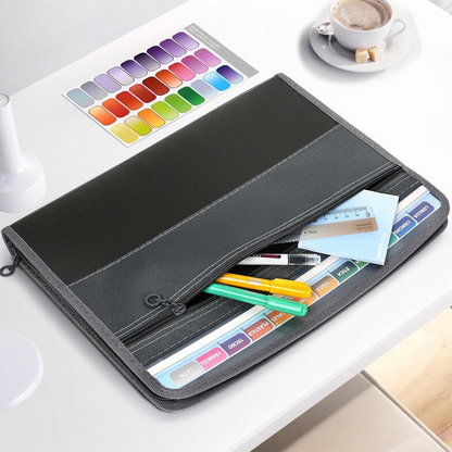 A4 double-layer zippered large-capacity accordion bag, multi-layer folder, office document bag, storage bag.