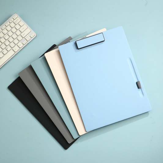 A4 Business Meeting Clipboard Manager Folder Sticker Notepad Writing Pad Thick Leather Sign-out Clip