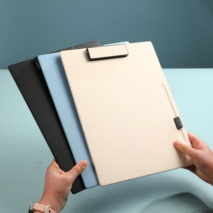 A4 Business Meeting Clipboard Manager Folder Sticker Notepad Writing Pad Thick Leather Sign-out Clip