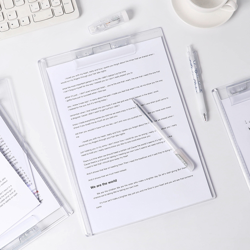 Acrylic folder transparent A4 clipboard multi-functional clipboard student writing mat test paper clip