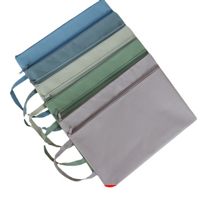 Classified document bag in Morandi color, large capacity, double-layer Oxford cloth, thickened waterproof student zipper bag, A4 document bag