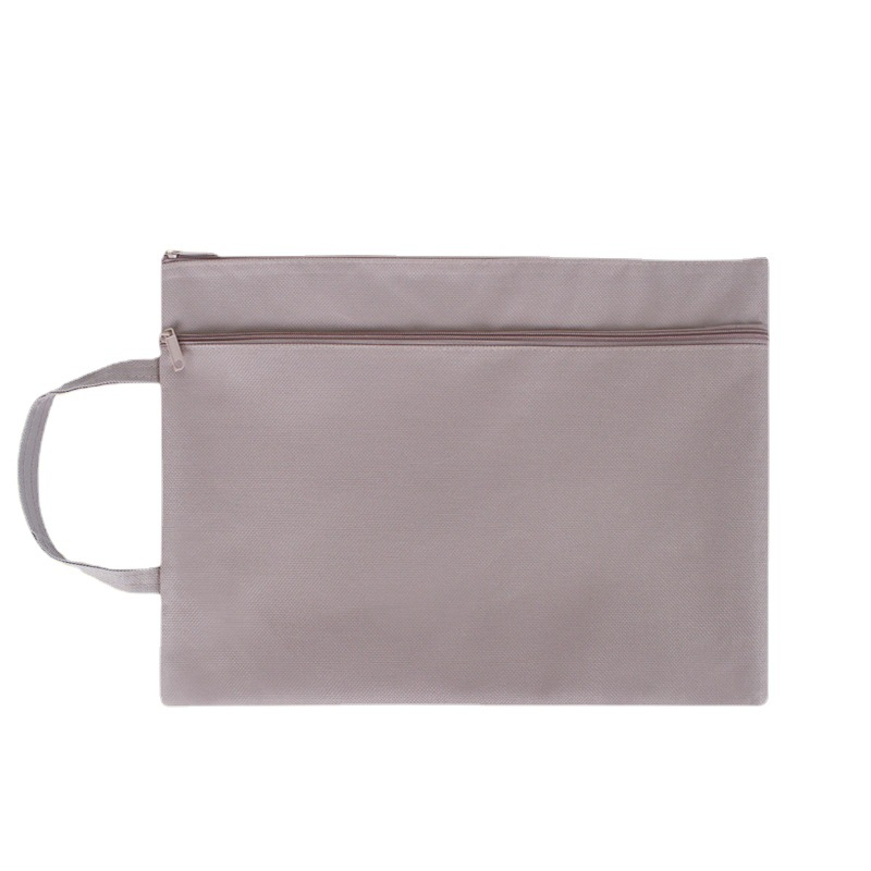 Classified document bag in Morandi color, large capacity, double-layer Oxford cloth, thickened waterproof student zipper bag, A4 document bag