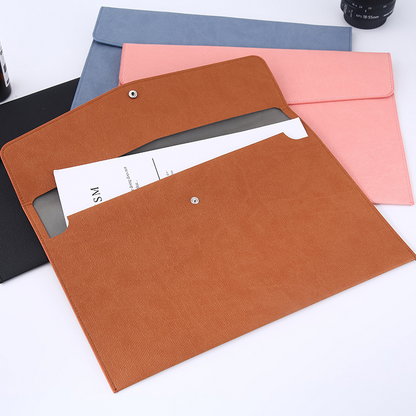 A4 Large Capacity Imitation Leather Magnetic Snap Document Bag, Portable Business Document Waterproof File Bag
