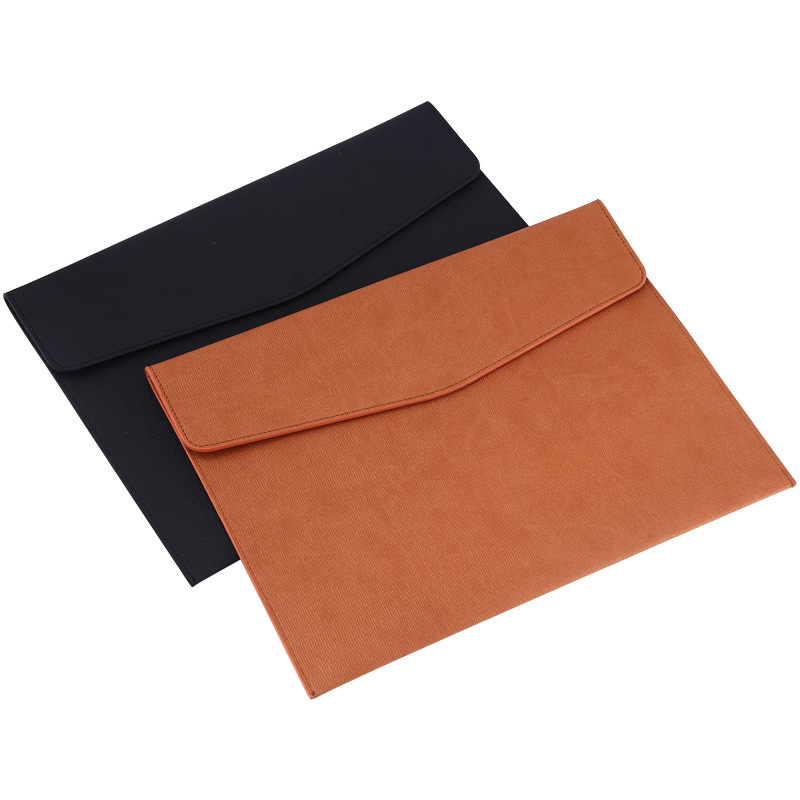 A4 Large Capacity Imitation Leather Magnetic Snap Document Bag, Portable Business Document Waterproof File Bag