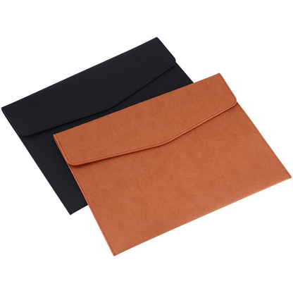 A4 Large Capacity Imitation Leather Magnetic Snap Document Bag, Portable Business Document Waterproof File Bag