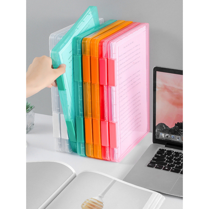 Simple desktop document and paper storage box, transparent plastic receipt organizer.