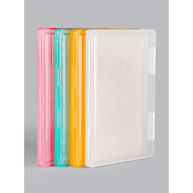 Simple desktop document and paper storage box, transparent plastic receipt organizer.