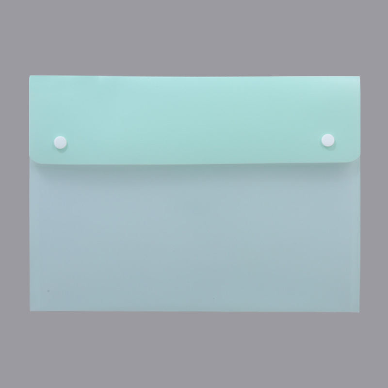 Thickened 25-mil double-button file bag, Pantone color, waterproof PP snap button file bag, A4 transparent frosted file bag