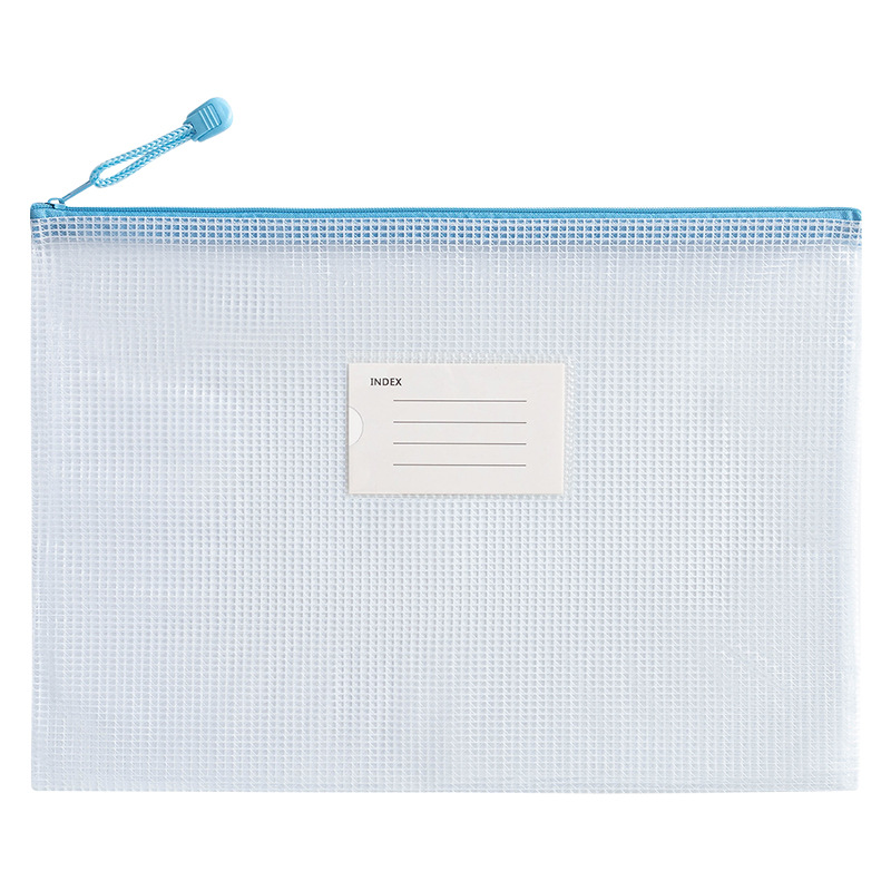 A4 Thickened Mesh Document Bag, Student Subject Classification Bag, PVC Transparent Waterproof Zipper Storage Bag, Data Bag
