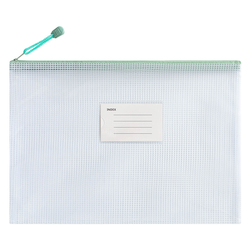 A4 Thickened Mesh Document Bag, Student Subject Classification Bag, PVC Transparent Waterproof Zipper Storage Bag, Data Bag