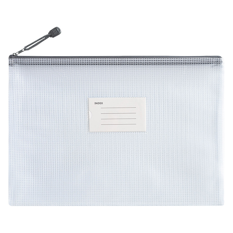 A4 Thickened Mesh Document Bag, Student Subject Classification Bag, PVC Transparent Waterproof Zipper Storage Bag, Data Bag
