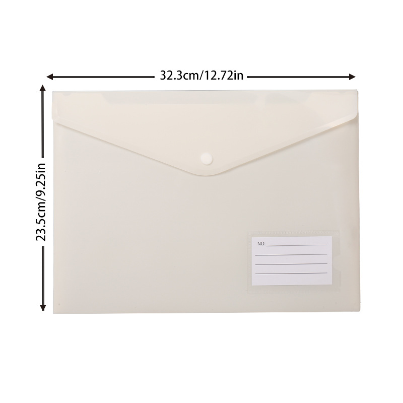 Snap-on document bag, A4 size plastic office file storage bag, document bag, student stationery bag