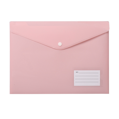 Snap-on document bag, A4 size plastic office file storage bag, document bag, student stationery bag