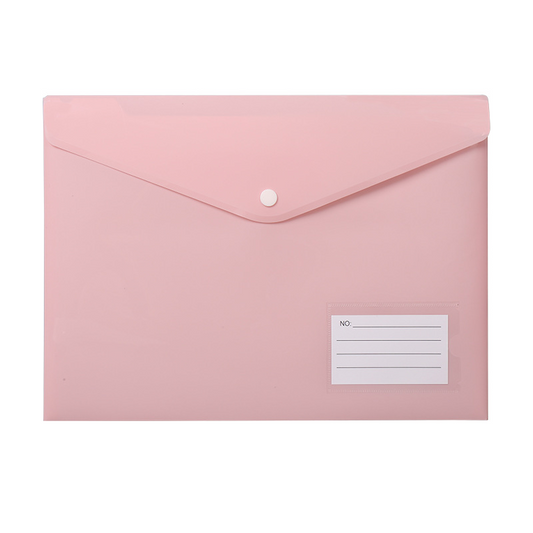 Snap-on document bag, A4 size plastic office file storage bag, document bag, student stationery bag