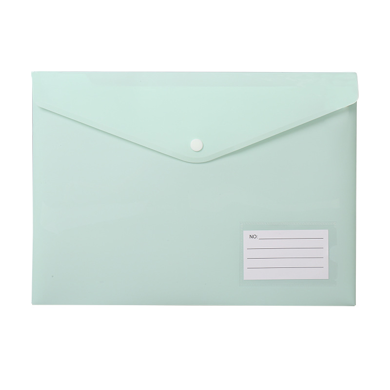 Snap-on document bag, A4 size plastic office file storage bag, document bag, student stationery bag