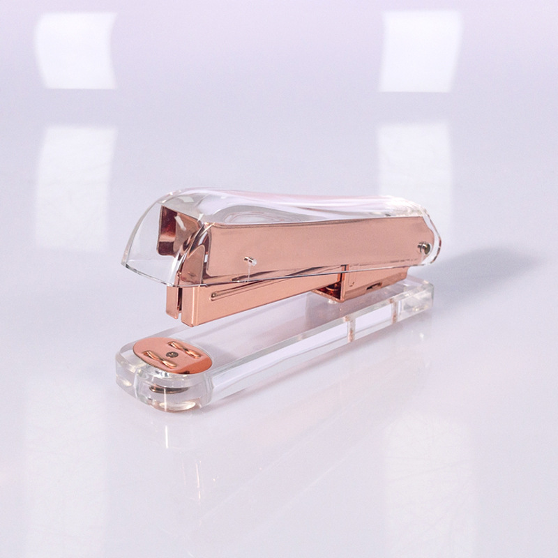 Transparent acrylic stapler, large size, desktop office supplies, metal stapler, school stationery.