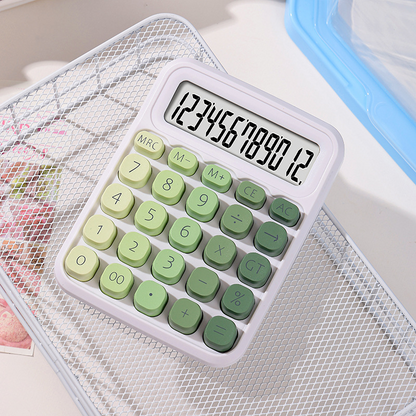A calculator with a gradient design, featuring a cute sugar-shaped keyboard, perfect for students, offices, and accounting.