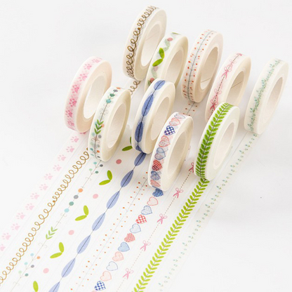 Practical thin dividing line mini washi tape planner border decoration, fresh narrow border version, writable collage sticker