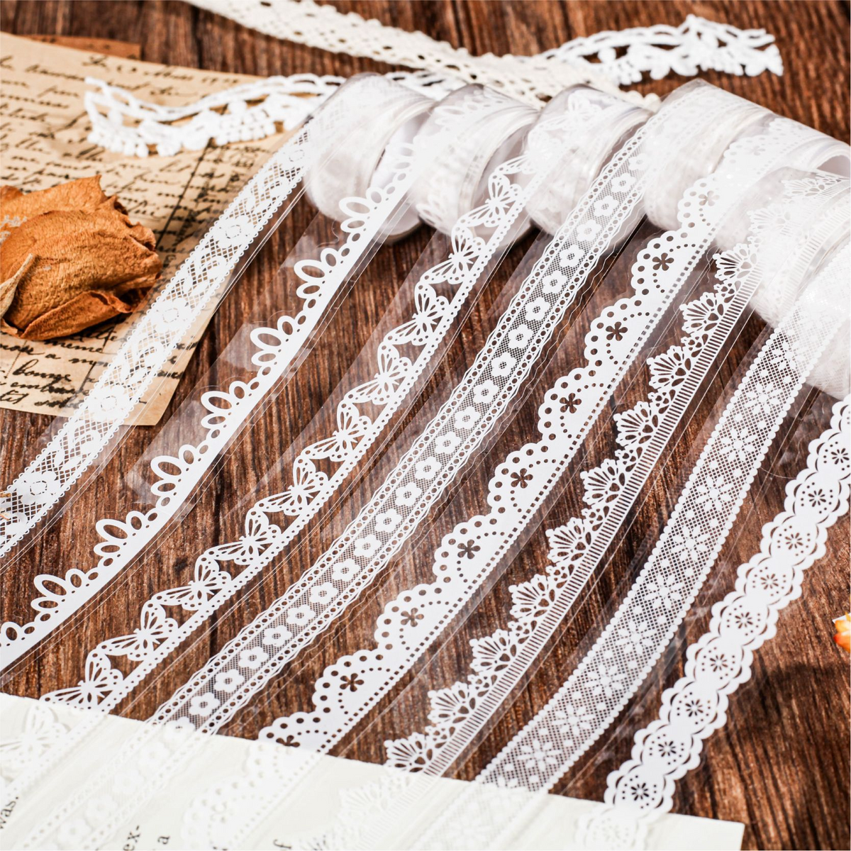 Lotte Lace Series Lace Trim Journaling Material Recycling Stickers Creative Stickers