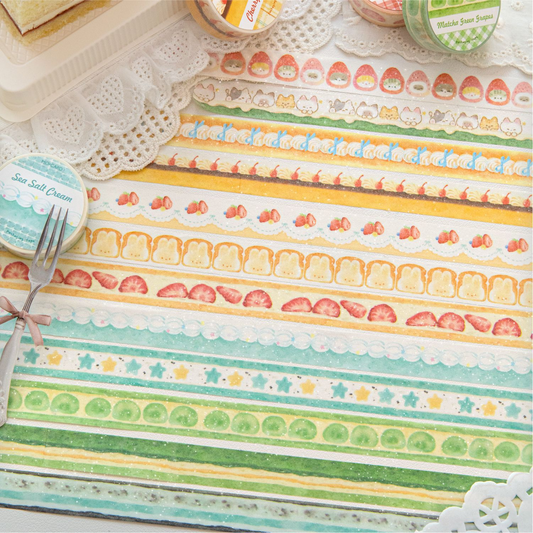 Frosted Washi Tape - Dingding Cake Shop - Cute Hand-Painted Watercolor Style DIY Decorative Journal Collage