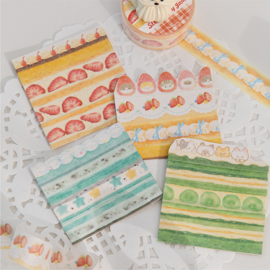 Frosted Washi Tape - Dingding Cake Shop - Cute Hand-Painted Watercolor Style DIY Decorative Journal Collage