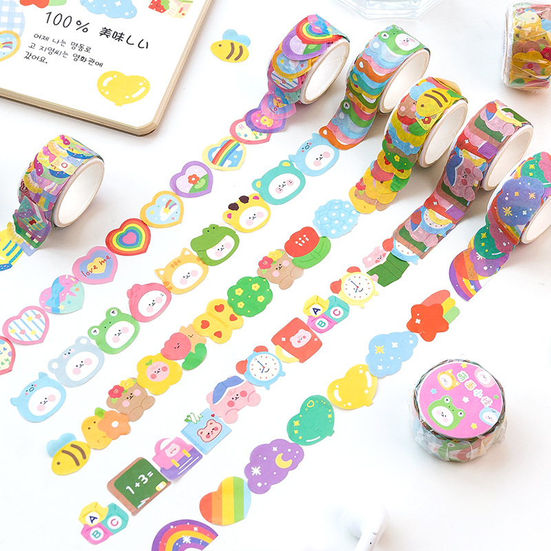 Cute, borderless, irregularly shaped washi tape; adorable elements for journaling.