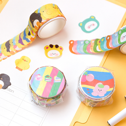 Cute, borderless, irregularly shaped washi tape; adorable elements for journaling.