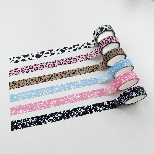 Milk-patterned leopard print washi tape, marble pattern DIY journal/diary