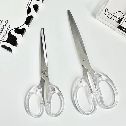 Transparent minimalist handmade scissors for journaling and art.