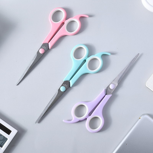 Colorful stationery scissors in various sizes, suitable for student art and craft classes, macaron-colored portable scissors, office supplies.