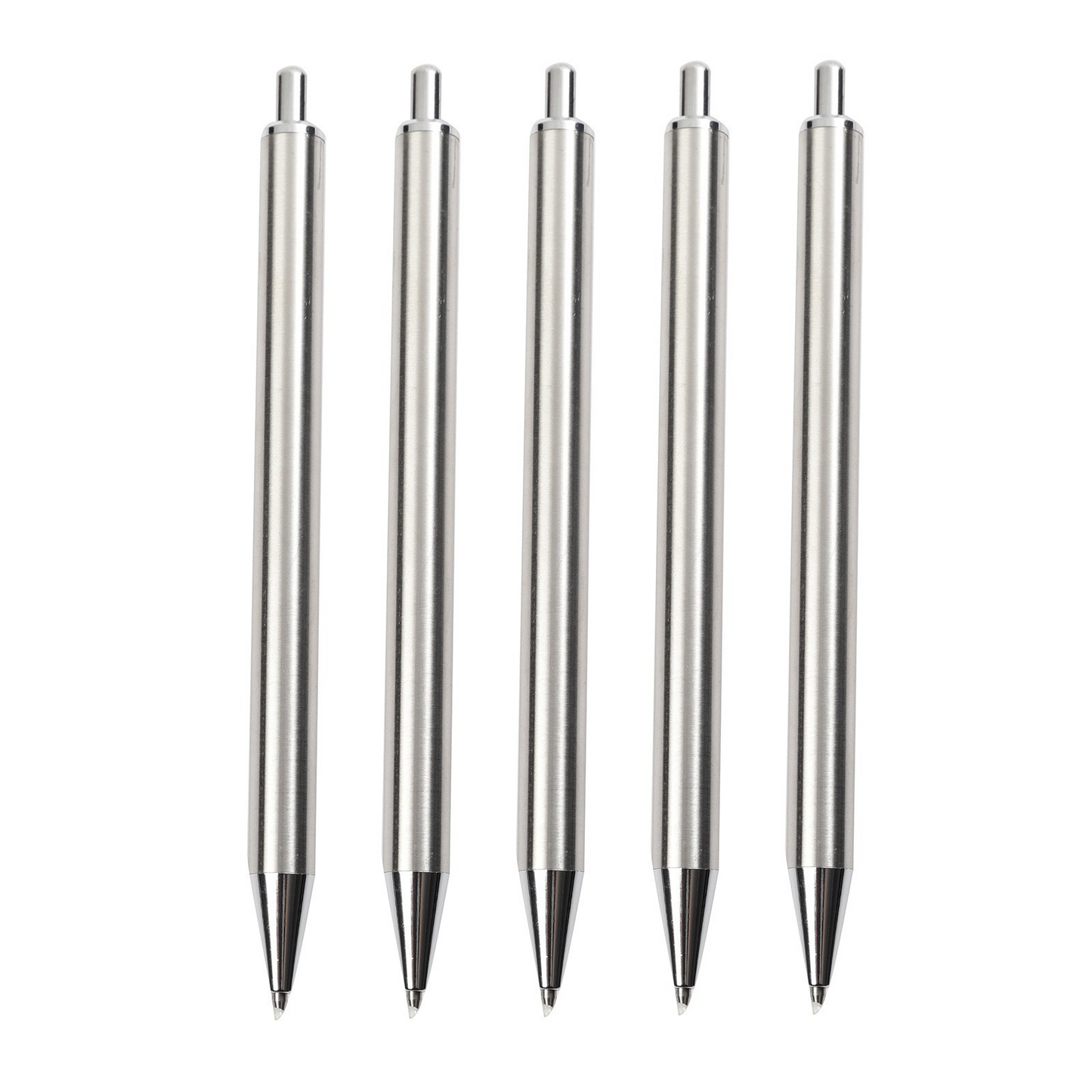 All-steel, push-button metal ballpoint pen