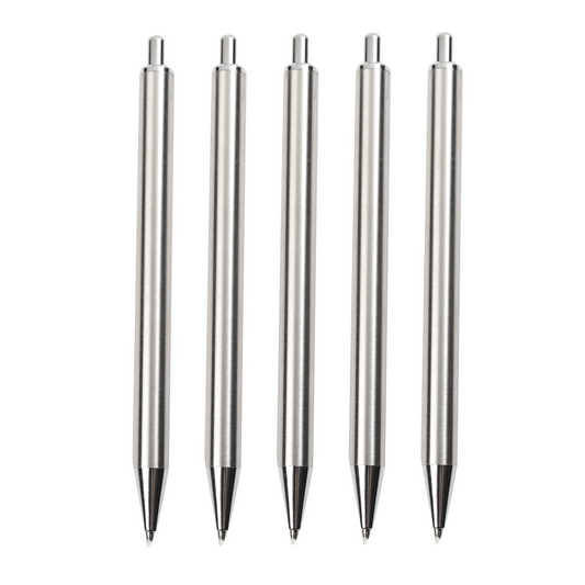 All-steel, push-button metal ballpoint pen