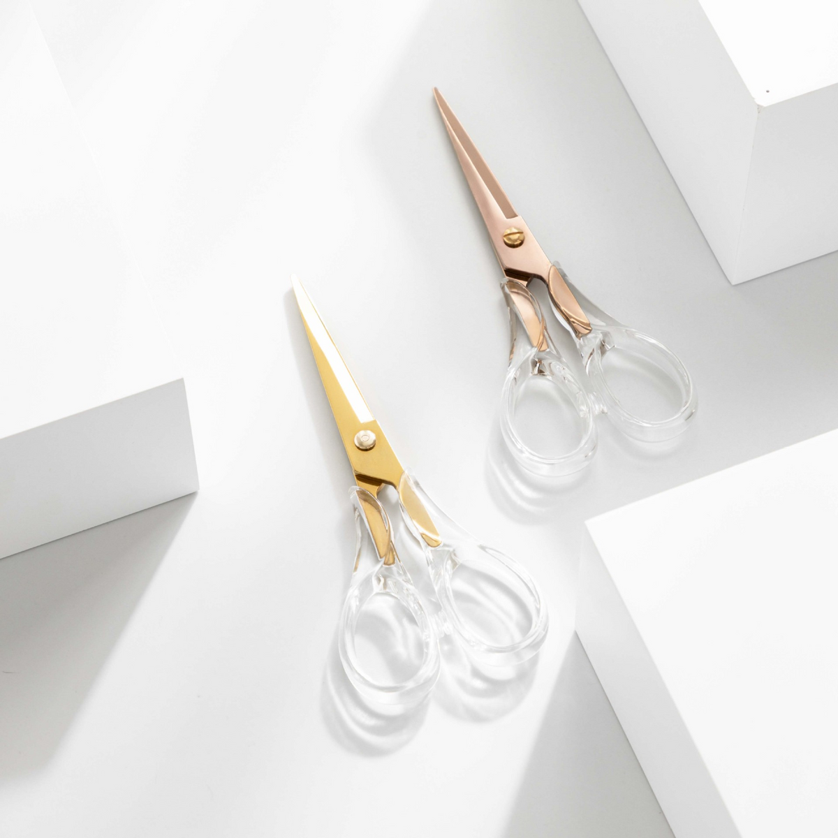 Luxury minimalist transparent acrylic scissors, gold office stainless steel scissors, journal cutting tools