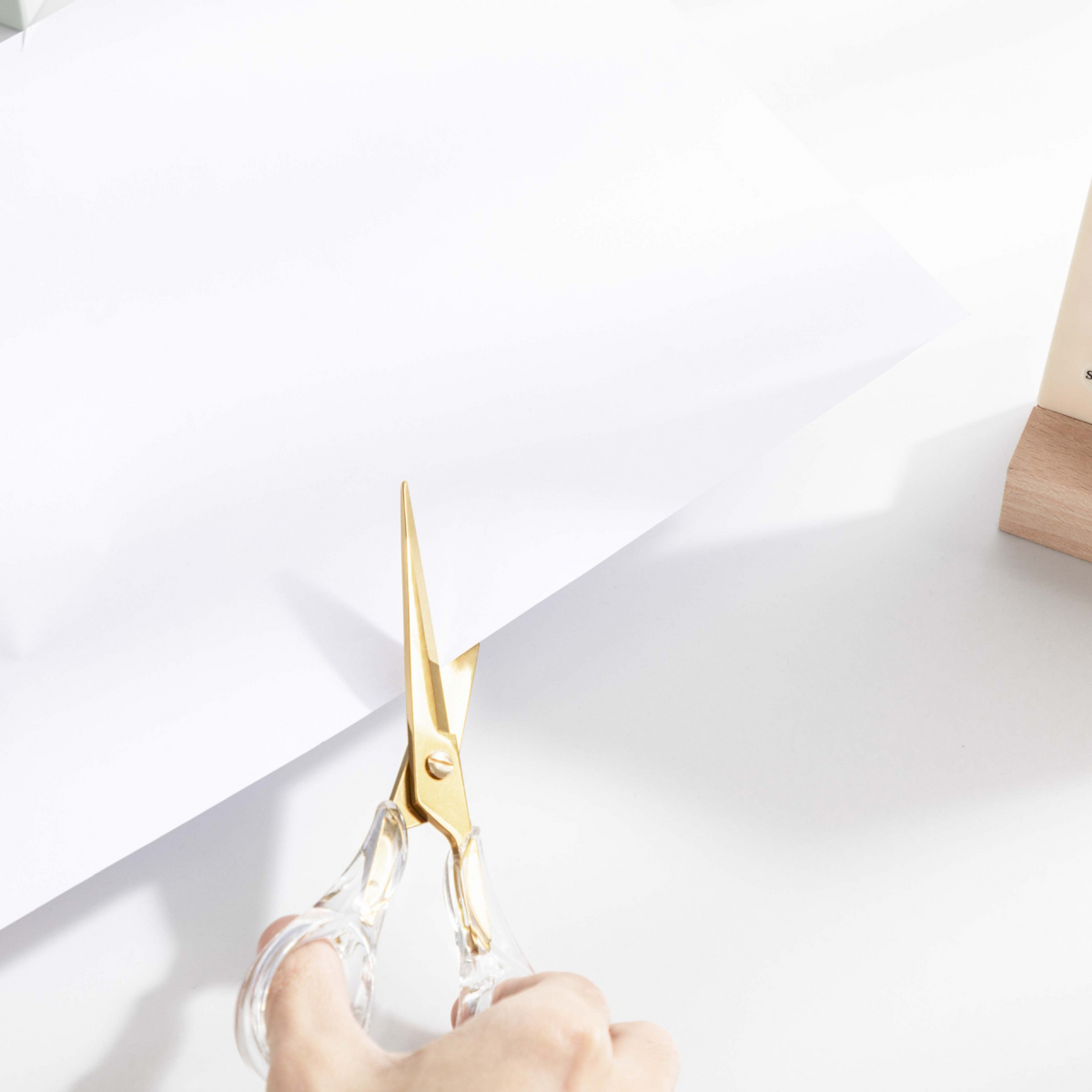 Luxury minimalist transparent acrylic scissors, gold office stainless steel scissors, journal cutting tools
