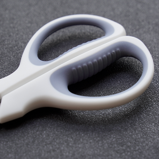 Stainless steel stationery scissors with double-injection molded handles, small household scissors